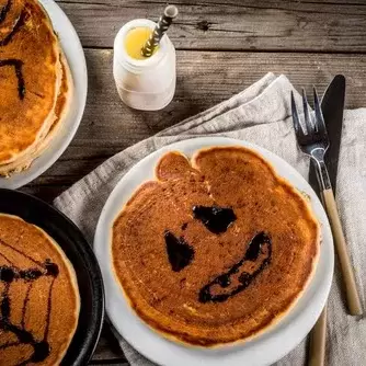 Halloween-themed pancakes